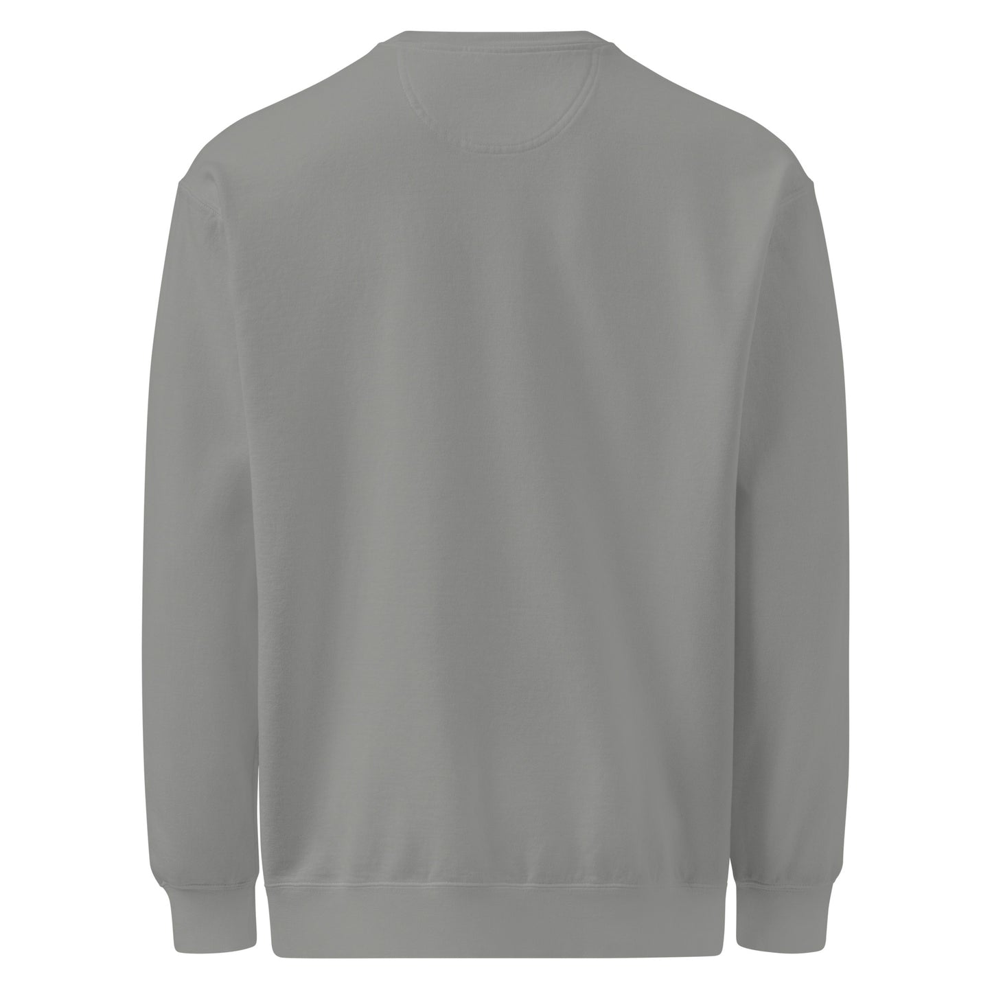 Grey sweatshirt with embroidered design, with bold front text reading ‘PrEP Saves Lives!’ styled in Ivy League-inspired type. Designed by queer creators to promote HIV awareness and access to PrEP through unapologetic activism and education. Back of sweatshirt.