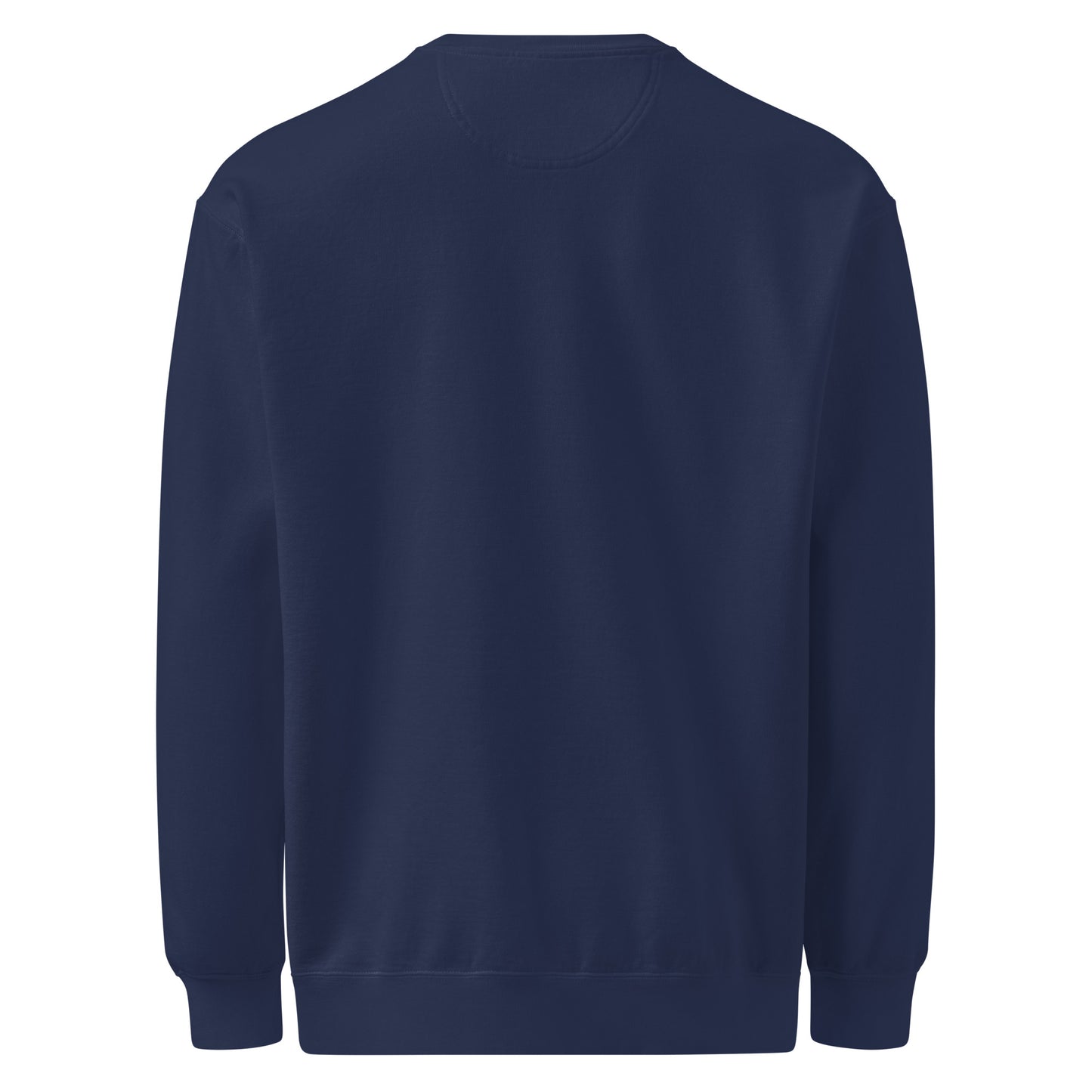 Navy sweatshirt with embroidered design, with bold front text reading ‘PrEP Saves Lives!’ styled in Ivy League-inspired type. Designed by queer creators to promote HIV awareness and access to PrEP through unapologetic activism and education. Back of sweatshirt.