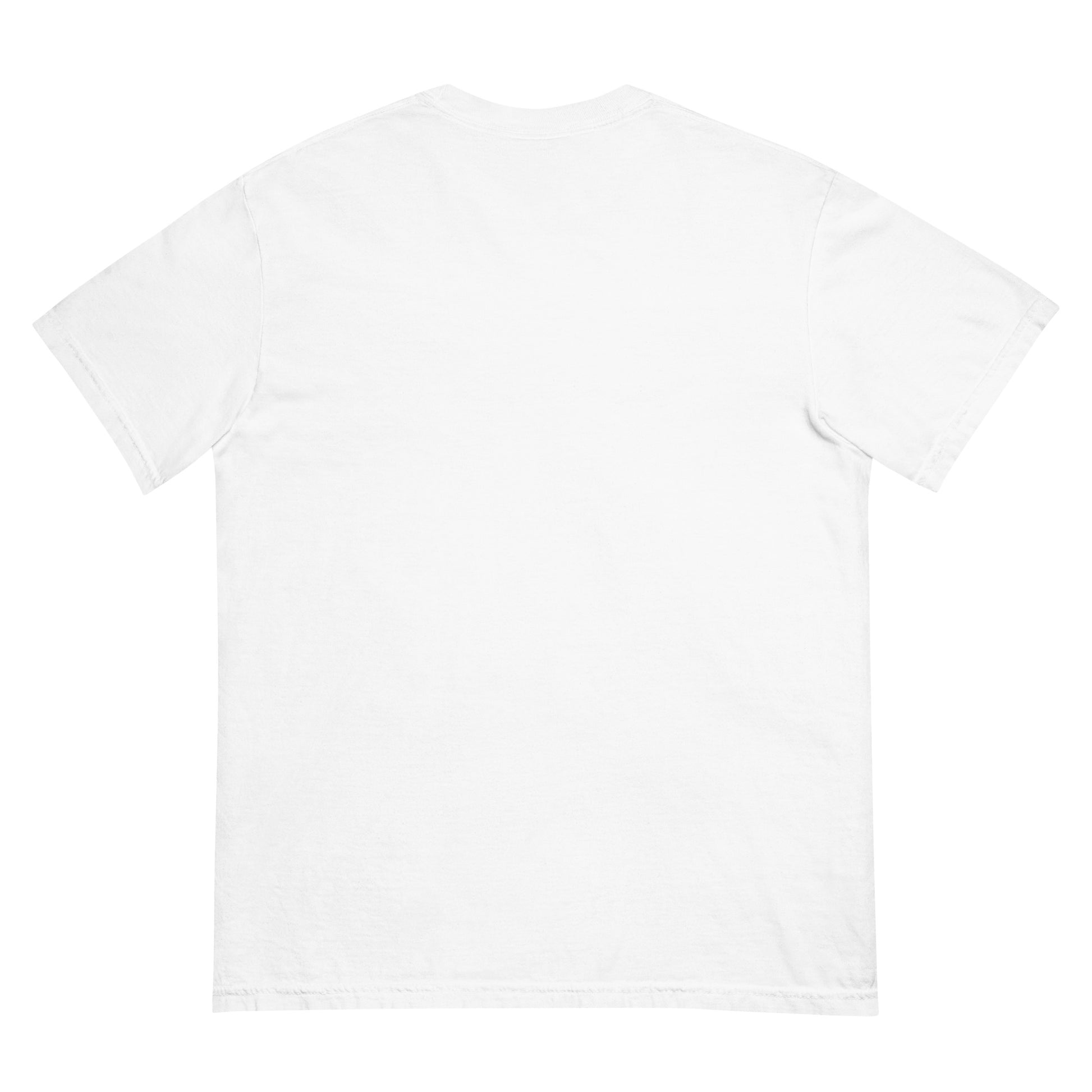 White t-shirt with embroidered design, with bold front text reading ‘PrEP Saves Lives!’ styled in Ivy League-inspired type. Designed by queer creators to promote HIV awareness and access to PrEP through unapologetic activism and education. Back of t-shirt, plain.